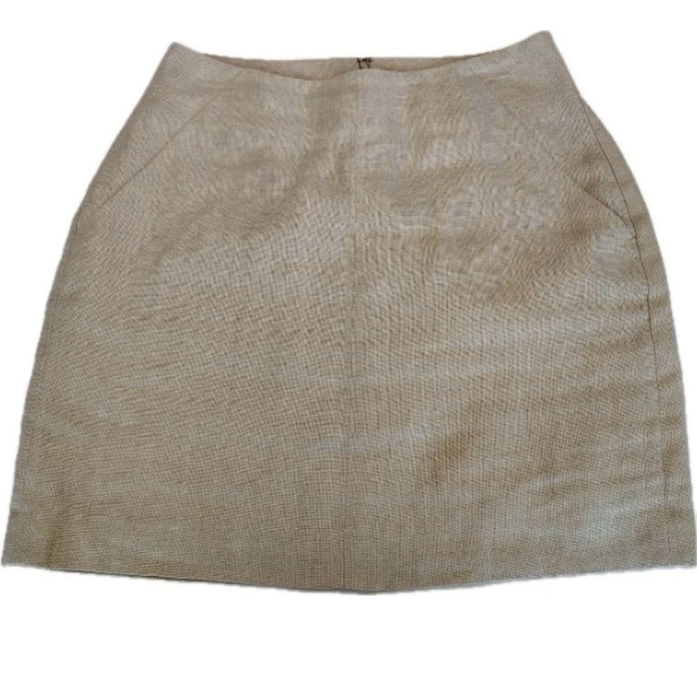Loft 100% Linen Skirt Women 8 Curvy Cream Fully Lined Career Classic Luxury